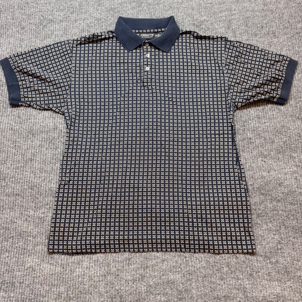 Claiborne Mens Blue Polo Shirt Small 90s Mercerized Cotton Vintage Preppy
